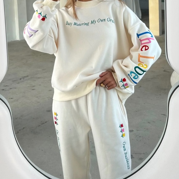 Yellow The Label Watering My Own Grass Sweatpants *NWOT* - Picture 3 of 8